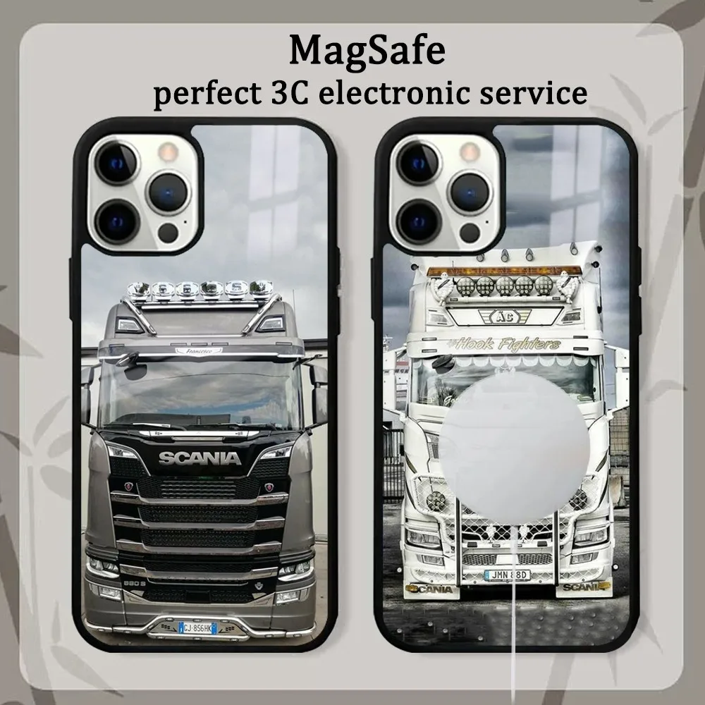 S-Scania T-Truck Lorry Phone Case For iPhone 15 14 13 12 11 Pro Max Plus Mini Mirror Magnetic Cover