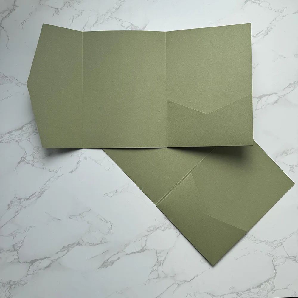 20 or 25pcs Blank Pocketfold Card Invitation DIY wedding paper envelope，DIY invitation,custom invitation,sage green