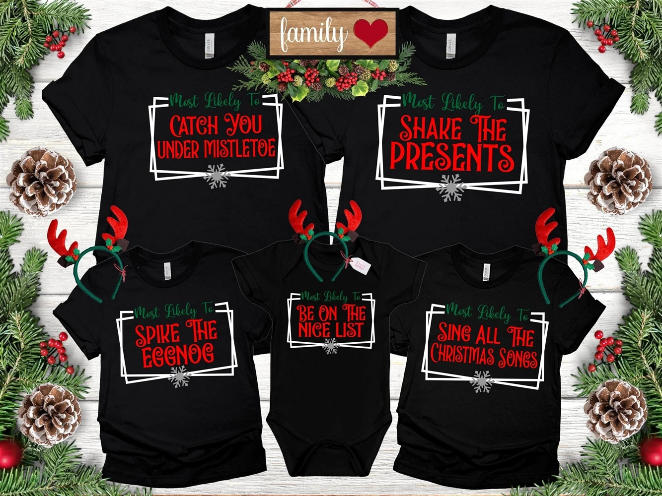 Funny Christmas Matching Family T-shirt Most Likely To Christmas Matching Family Outfits Family Dad Mom Kids Holiday T-shirts