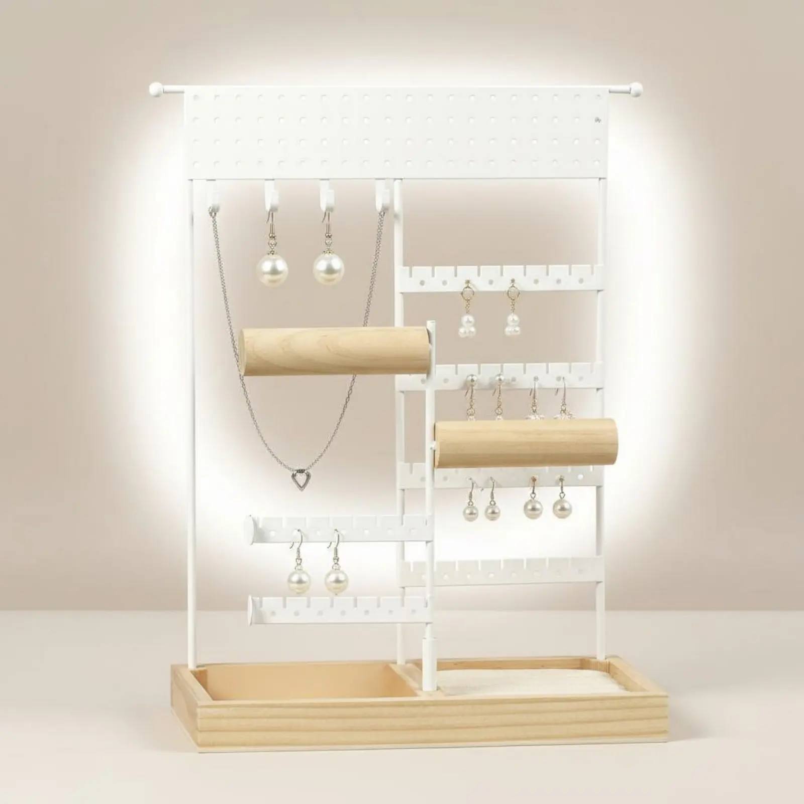 

Multi-Tier Jewelry Rack Double-Axis Jewelry Organizer Stand Earring Stand Detachable Necklace Display Holder Space-Saving