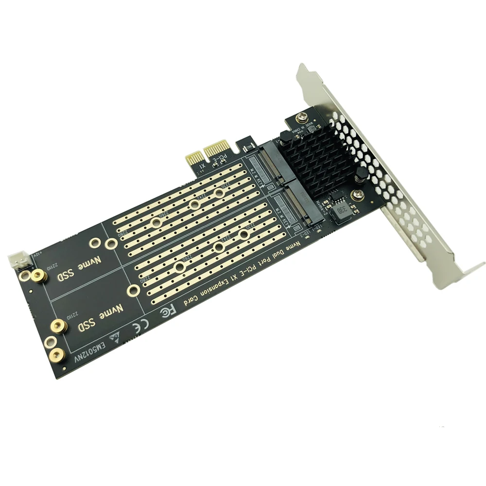 Karta adaptera PCIe na M2 NVME PCIe X1 2-portowy konwerter NVME M Key SSD Adapter M.2 PCI Express X1 Karta rozszerzeń Riser