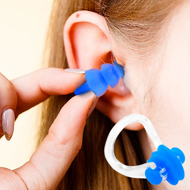 1Pcs Waterproof Soft Silicone Swim Earplugs Nose Clip Set Reusable Swimming Accessories