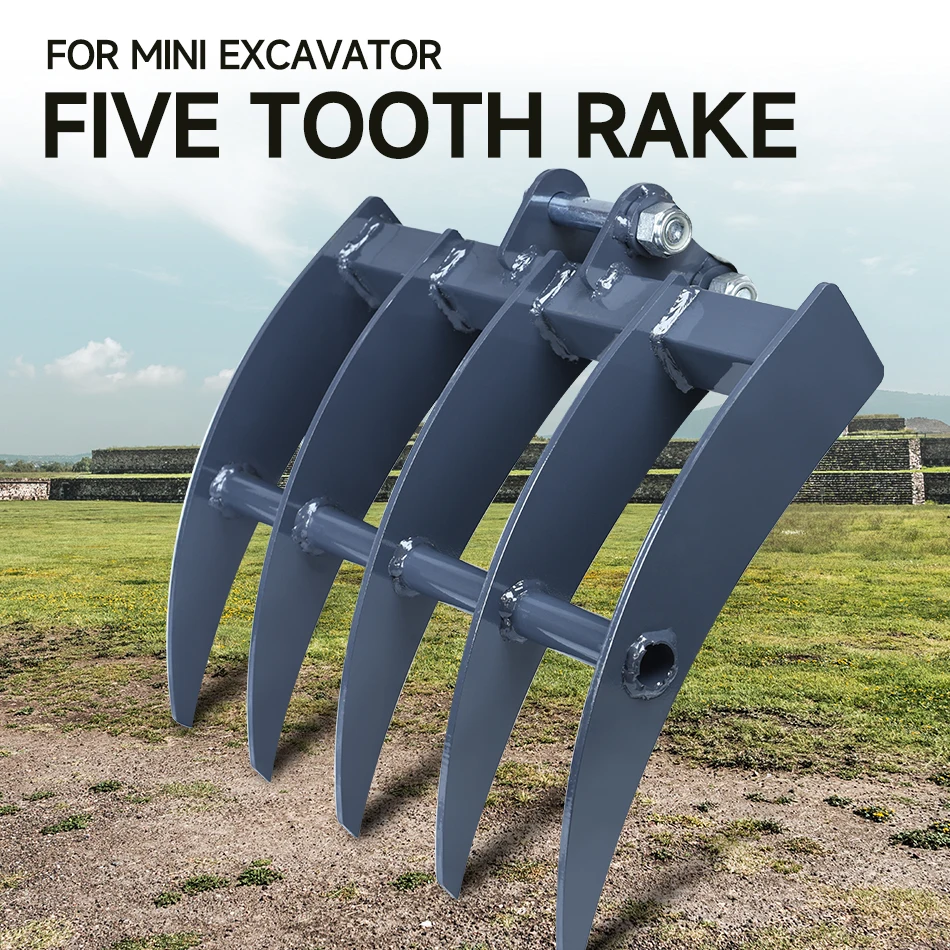

1 шт., насадки для мини-экскаватора, маленькие грабли для экскаватора, удаляют мусор, грабли с свободной поверхностью почвы, аксессуар для экскаватора 0,8-2 тонны
