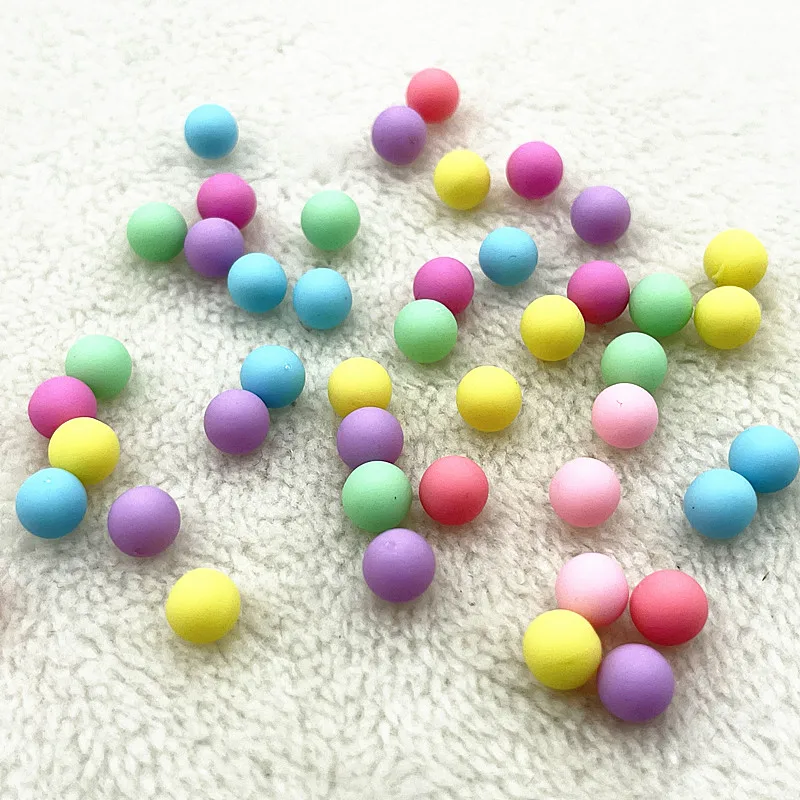 NEW 6mm 8mm Round Multi Color No Hole Acrylic Matte Beads Loose Beads for DIY Scrapbook Decoration Crafts Making