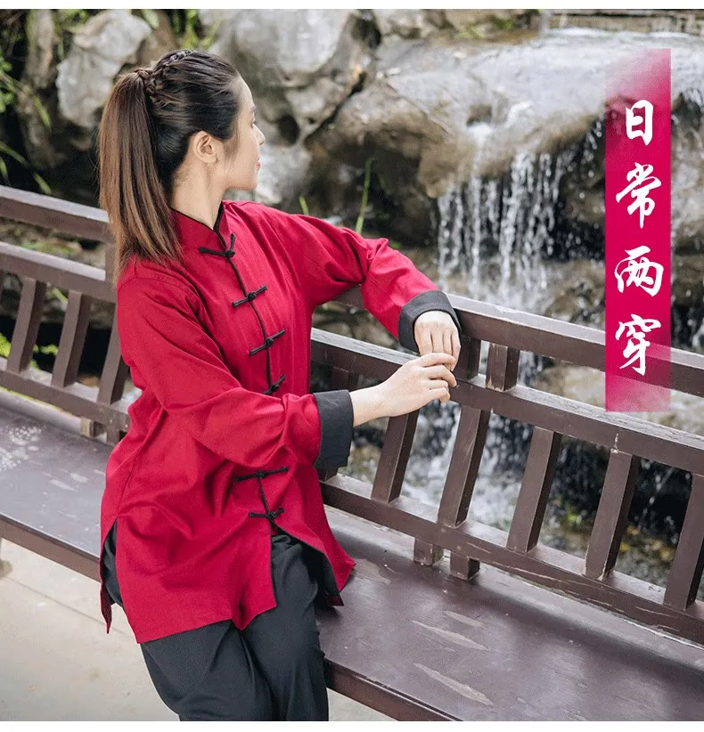 Improved Tai Ji Suit Female Cotton Linen Exercise Clothing Male Spring and Autumn Summer Eight Sections Brocade