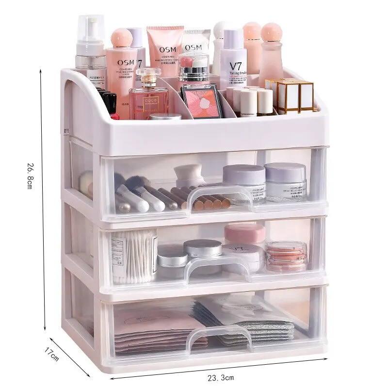 Avec tiroir de rangement de bureau boîte de rangement cosmétique transparent tiroir de style dortoir coiffeuse rack de stockage