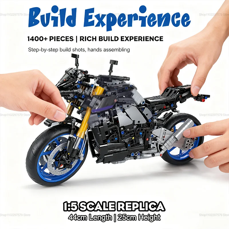 1478PCS Modello di corse motociclistiche ad alta tecnologia Modello di blocco Modello di assemblaggio educativo per bambini Giocattoli Regalo per adulti Decorazioni per il desktop
