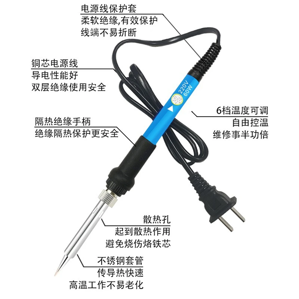 Adjustable Temperature Electric Soldering Iron 110V/220V 60W Solder Iron Professional Tin Welder Heat Pencil Welding Repair Tool