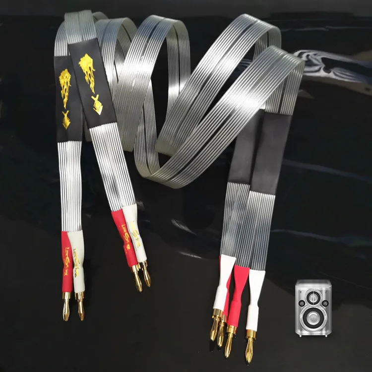 Cabo de alto-falante com fita musical HF-600, amplificador de áudio de classe hifi, conexão de cabeça de banana, cabo de alto-falante, cobre puro banhado a prata