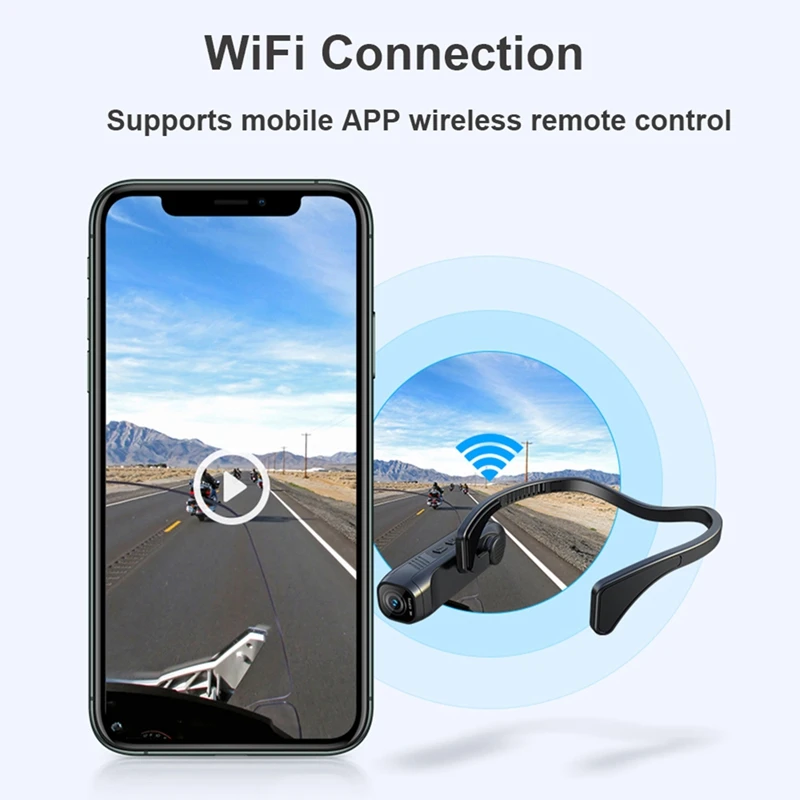 A15R -4K 30FPS Head Mounted Camera Wearable Wifi Video Camcorder Camera 120°Wide Angle Lens Anti-Shake APP Control Camera