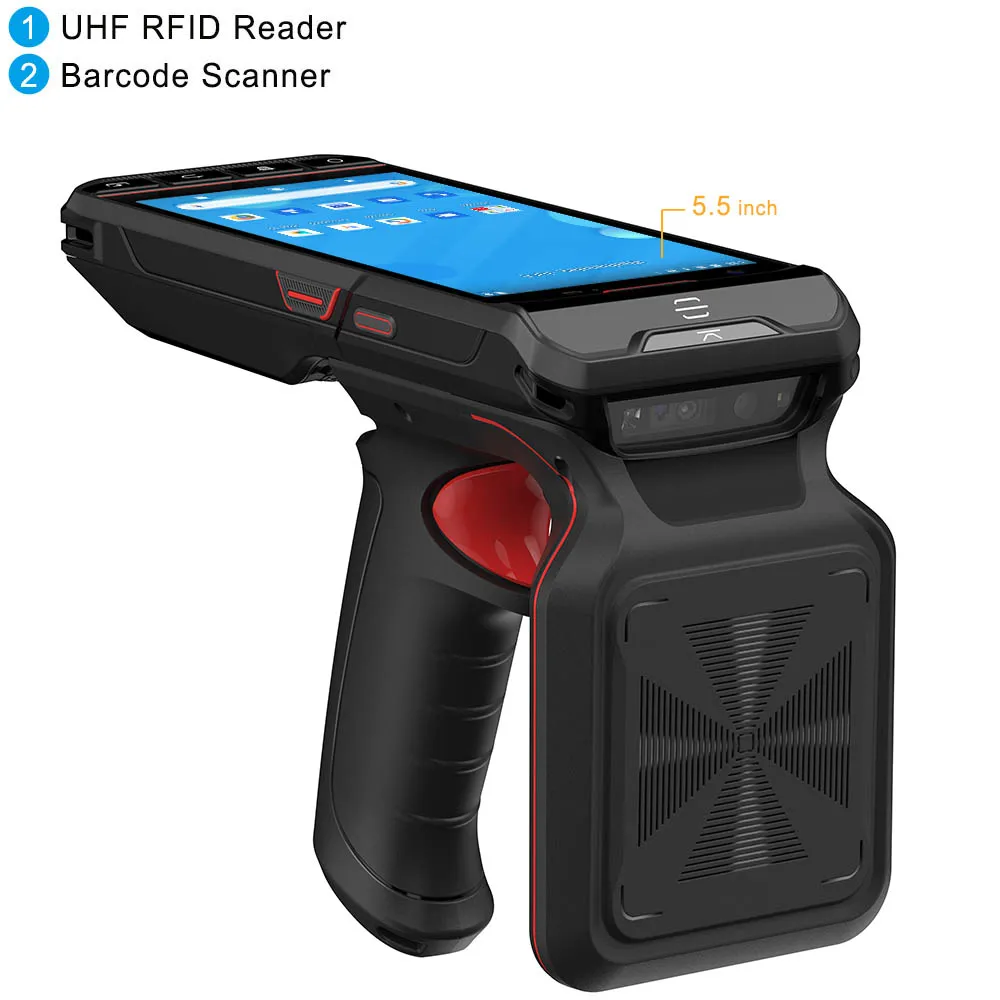 5.5 Inch Handheld PDA 4G LTE WIFI BT Rugged Android 2D Barcode Scanner Big UHF Antenna E710 UHF RFID Reader for Warehouse Retail
