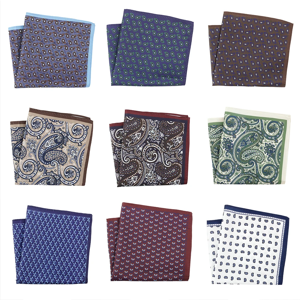 New Design Paisley Printed Retro Business Men Pocket Square Handkerchief Suit Accessories Hanky  Breast Scarf 11.81inch gift