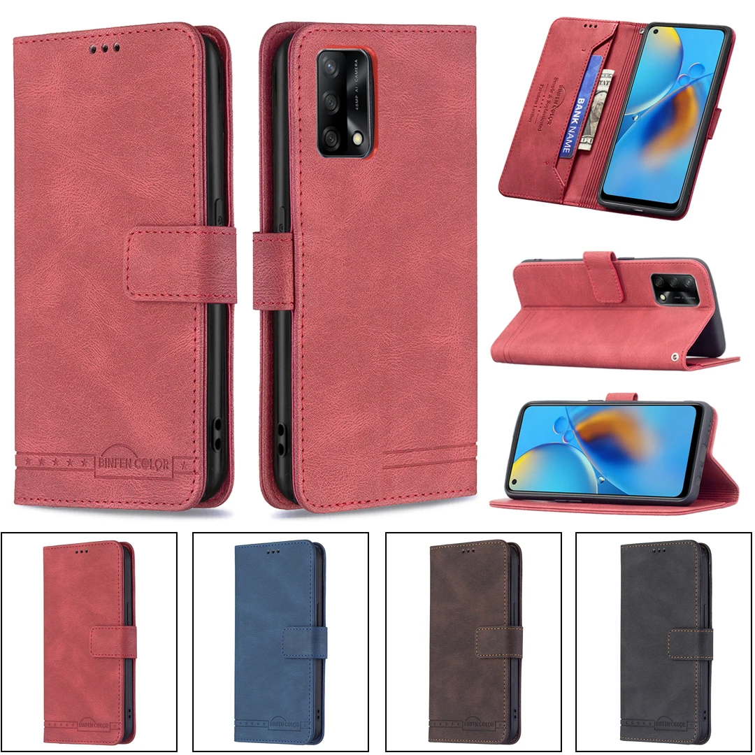 24&Dark Magnetic Leather Case Anti-fall Flip Wallet Phone Case For OPPO A74 F19 Pro Plus 4G/5G REALME C12 C25 7i NARZO 20/30A