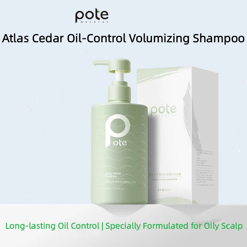 POTE Atlas Cedar Shampoo 505ml Oil Control Volumizing Shampoo Create High Cranial Top Deep Clean Scalp For Greasy Flat Hair