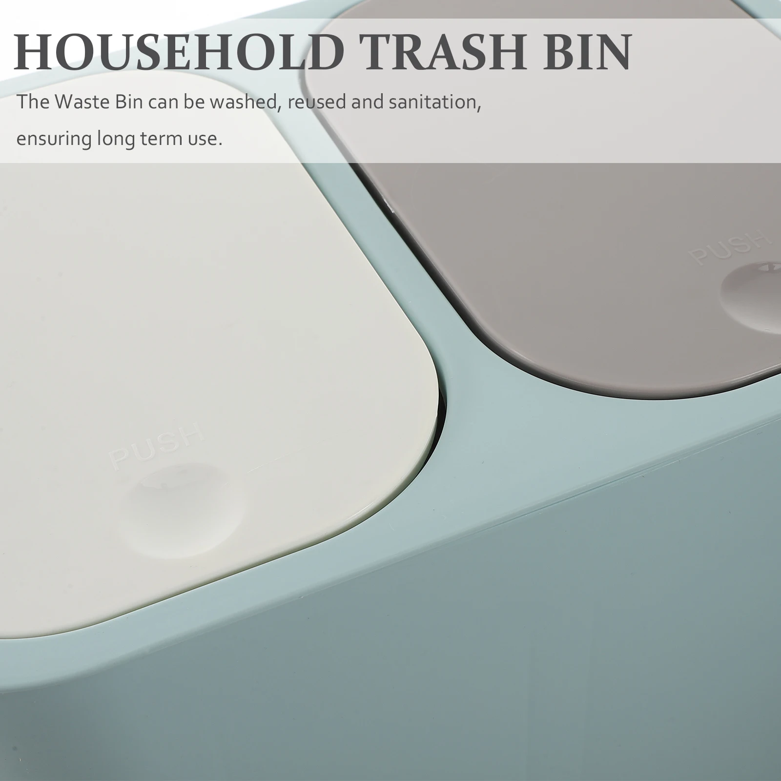 Dry Wet Sorting Trash Can Lid Kitchen Bathroom Home Office PP Blue Garbage Bin Waste Container Reusable Long Term Use