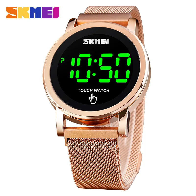 

Skmei Touch Screen Ordinary Fashion Electronic Watch Men's Casual Led Waterproof Men's Steel Mesh Belt Magnetic Snap Watch