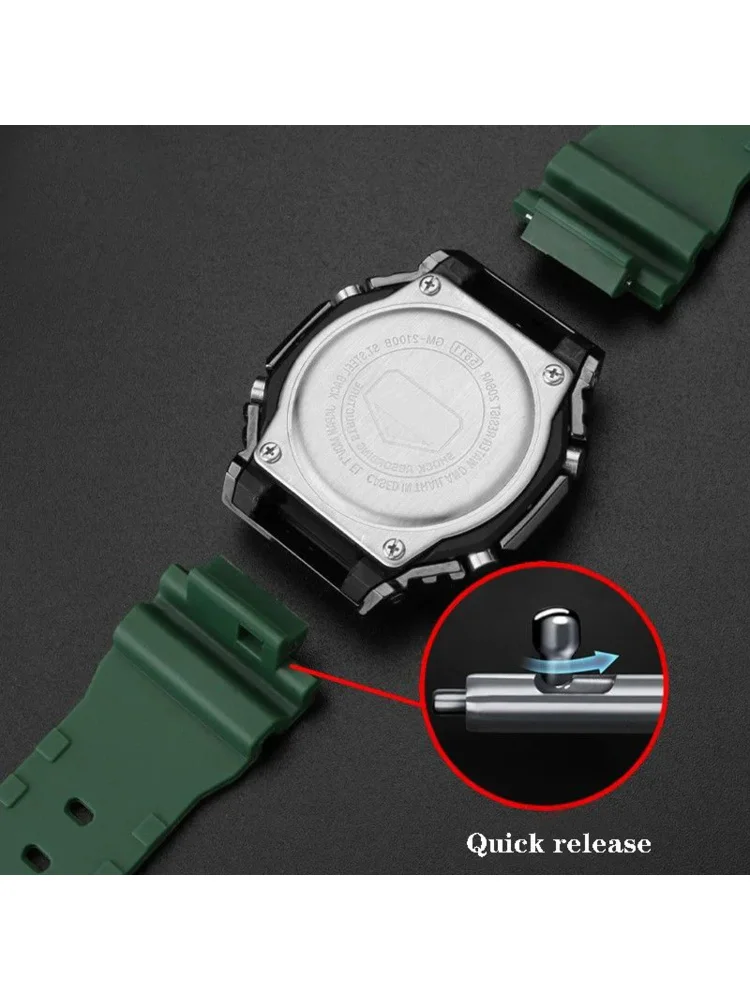 لساعة كاسيو جي شوك GM-2100 GA-2100 GWM-5610 DW-5600 6900 GA110 100 سوار مطاطي راتنجي للرجال بعرض 16 مم مع مشبك سيليكون