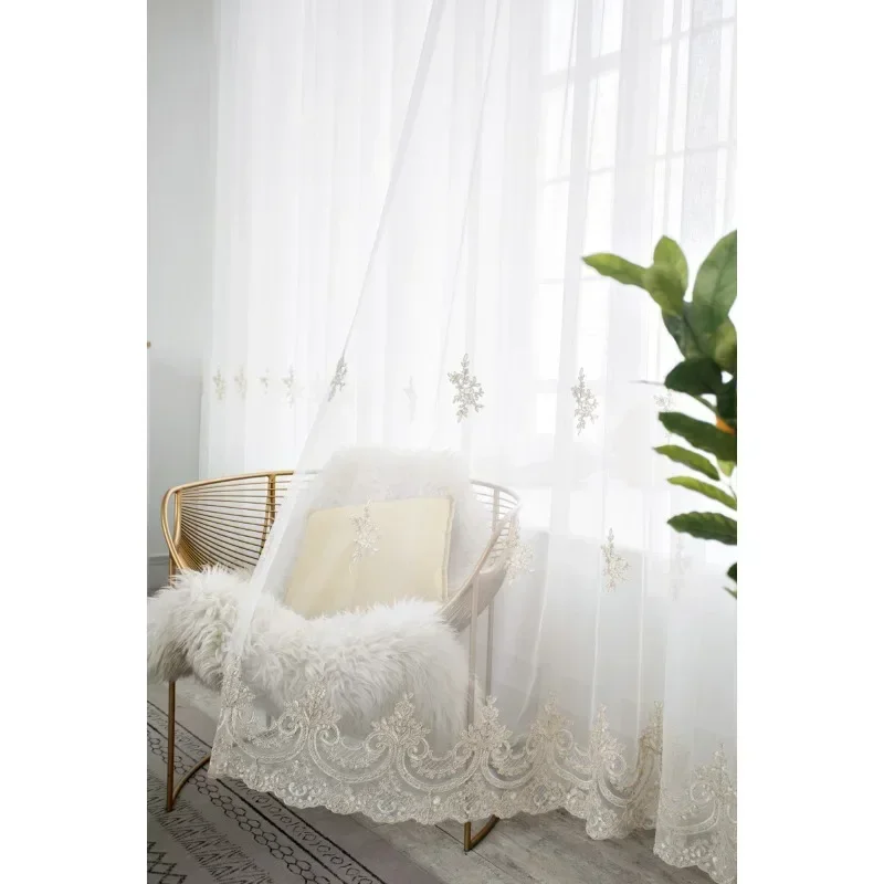 

European Simple Beauty Baroque Three-dimensional Luxury Wool Yarn Embroidery Window Screen Gold Shiny Embroidered Tulle