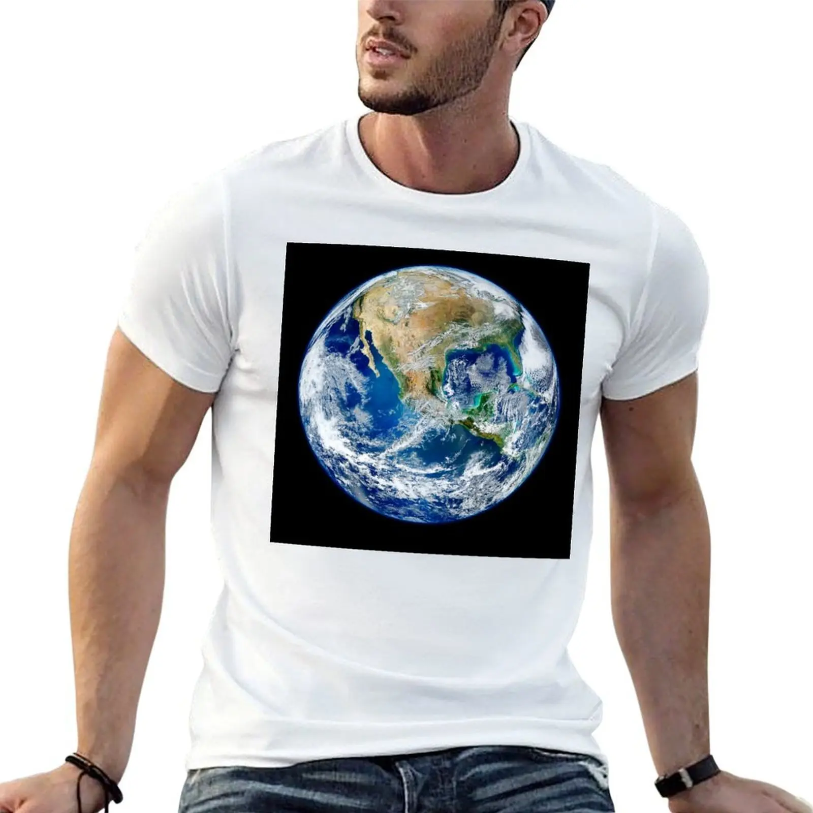 Planet Earth Photo T-Shirt man t shirts for men casual t shirts for man graphic funny cotton t shirt pack T-shirt