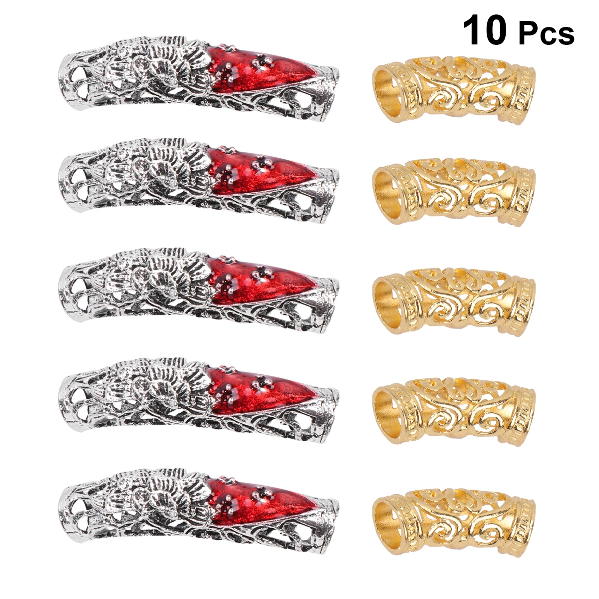 

10 шт., манжеты для волос, дреды, плетение, полые филигранные трубки, эластичные кольца, разбросанные бусины, длинные короткие вьющиеся прямые коврики для волос