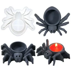 Halloween Style Candle Holder Mold 3D Spider Handmade Creative Silicone Molds Gothic Spider Decor Candlestick Candle Cup Mold
