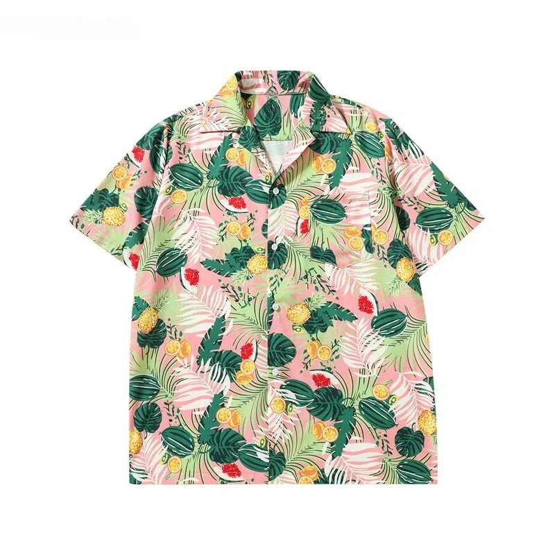 

Hawaiian Summer Short Sleeved Floral Shirts Men Women Beach Seaside Vacation Outfits Couple Daily Casual Shirt Loose Streetwear