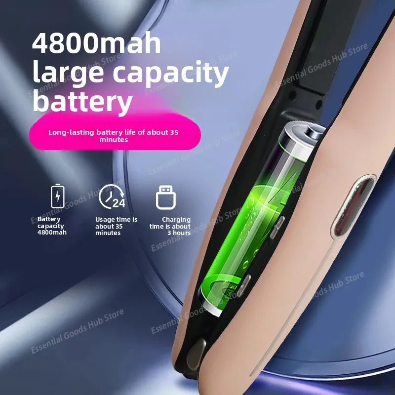 New Charging Wireless Hair Straightener with Long Battery Life,  Dual-purpose Curling and Straightener, 3D Floating Clamp Dry