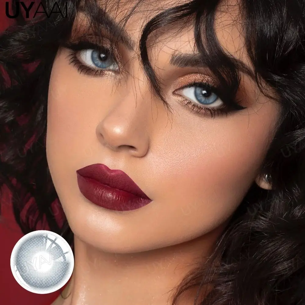 UYAAI Kleopatra-Serie Farbkontaktlinsen für Augen, braune Farblinse, blaue Augen, Kontakt-Make-up, Schönheit, farbige Schüler, grau, natürlich – Detail 24