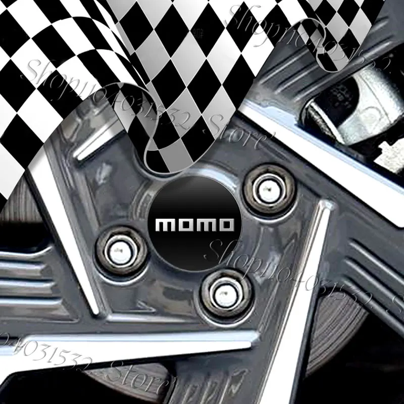 4pcs 56mm Aluminium MOMO Logo Emblem Car Wheel Center Hub Cap Sticker For Universal Auto Accessories