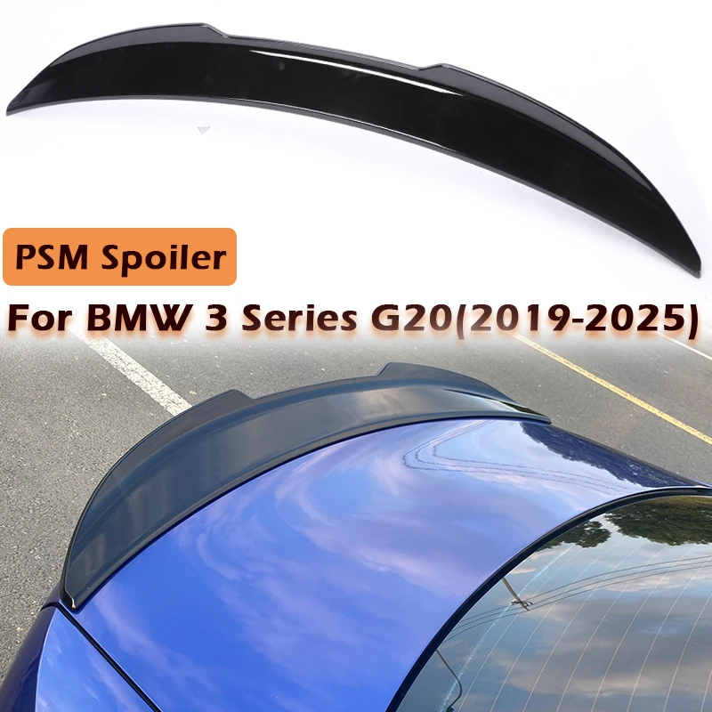 

Carbon Fiber Print Look Rear Bumper Trunk Boot Spoiler Lip PSM Style Slim Wing Kit For BMW 3 Series G20 2020+ Gloss Black