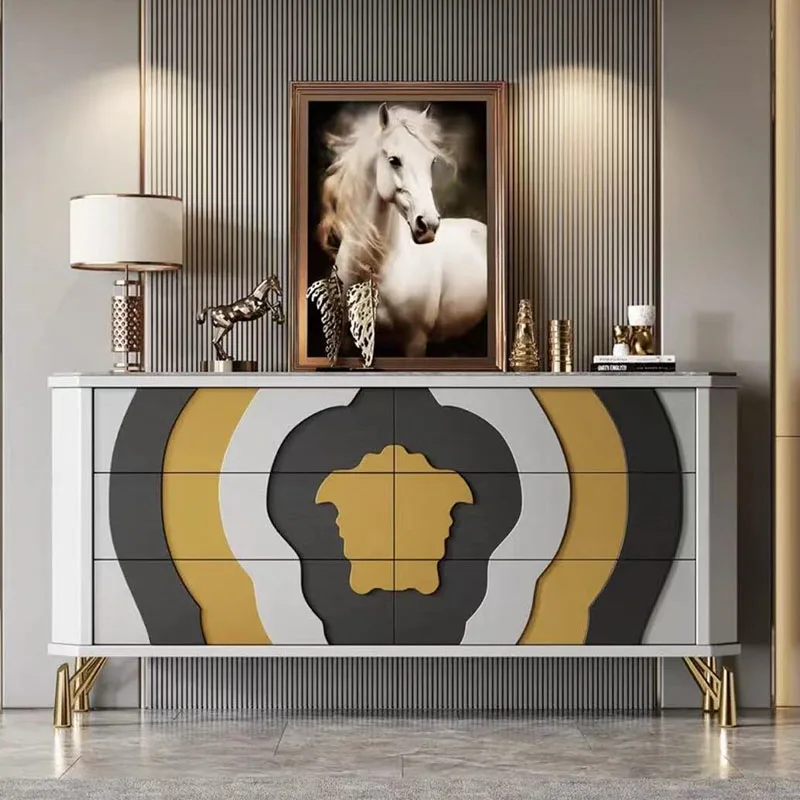 

Italian light luxury partition porch cabinet household large-capacity dining side cabinet foyer living room storage cabinet