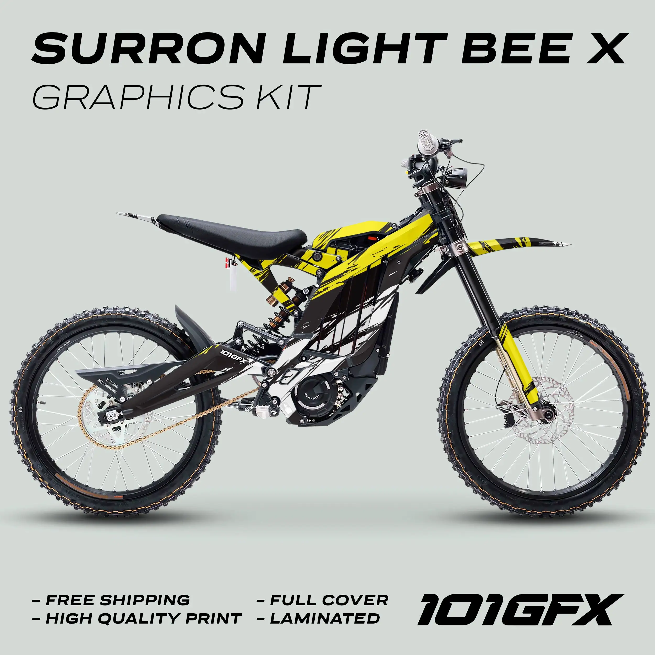 Graphics Kit SLICE BLACK YELLOW Stickers Grunge Scratch Style Laminated  L1E eBike Emoto For Surron Light Bee X