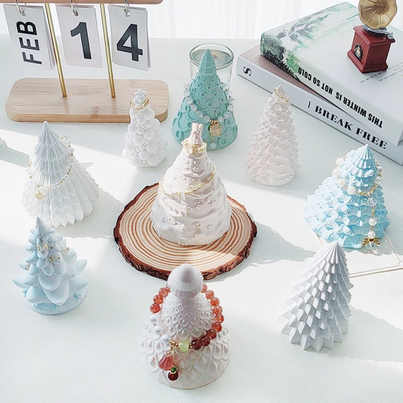 3D Christmas Tree Candle Silicone Mold DIY Handmade Aromatherapy Gypsum Soap Mould Jewelry Rack Crafts Handwork Crafting Tool