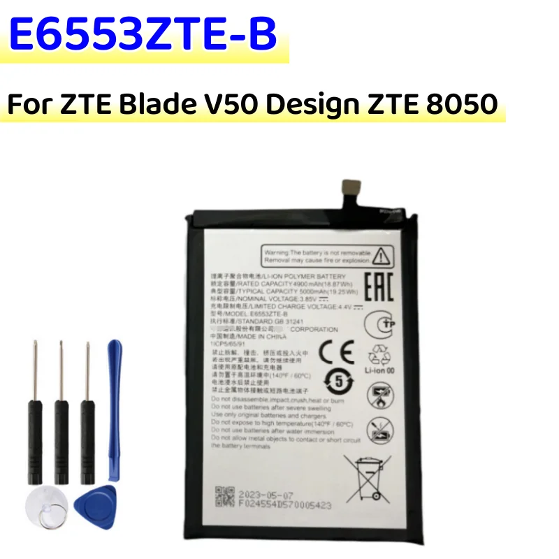 Nueva batería de repuesto E6553ZTE-B para ZTE Blade V50 Design ZTE 8050, batería de teléfono móvil 5000mAh 1ICP6/68/74