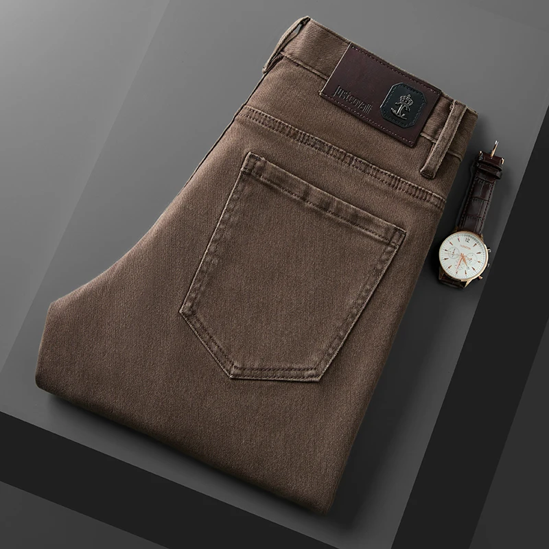 

Новые мужские повседневные эластичные джинсы премиум-класса New Town Guangzhou, универсальные, в европейском стиле, для осени и зимы