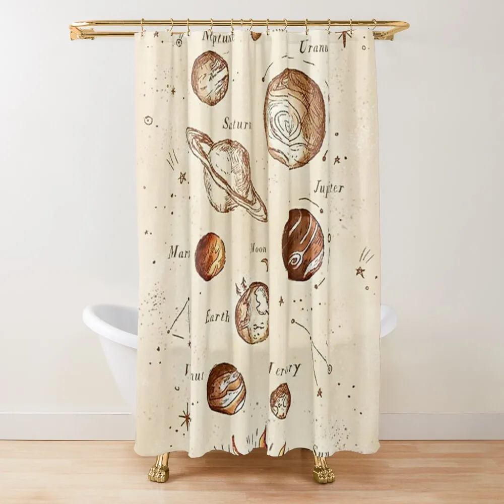 

Vintage solar- system Shower Curtain Bathroom Accessory Window Anime Bathroom Accessories For Shower And Services Curtain