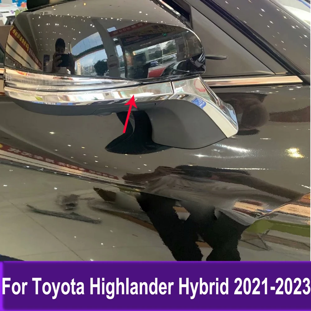 

Side Door Mirror Trim For Toyota Highlander Hybrid 2021 2022 2023 Rearview Mirrors Strip Chrome Accessories
