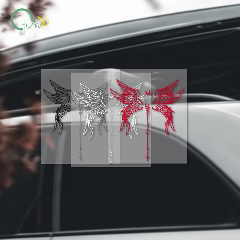 High-end angel wing large pattern to cover scratches on car decals for cars and motorcycles, waterproof and reflective