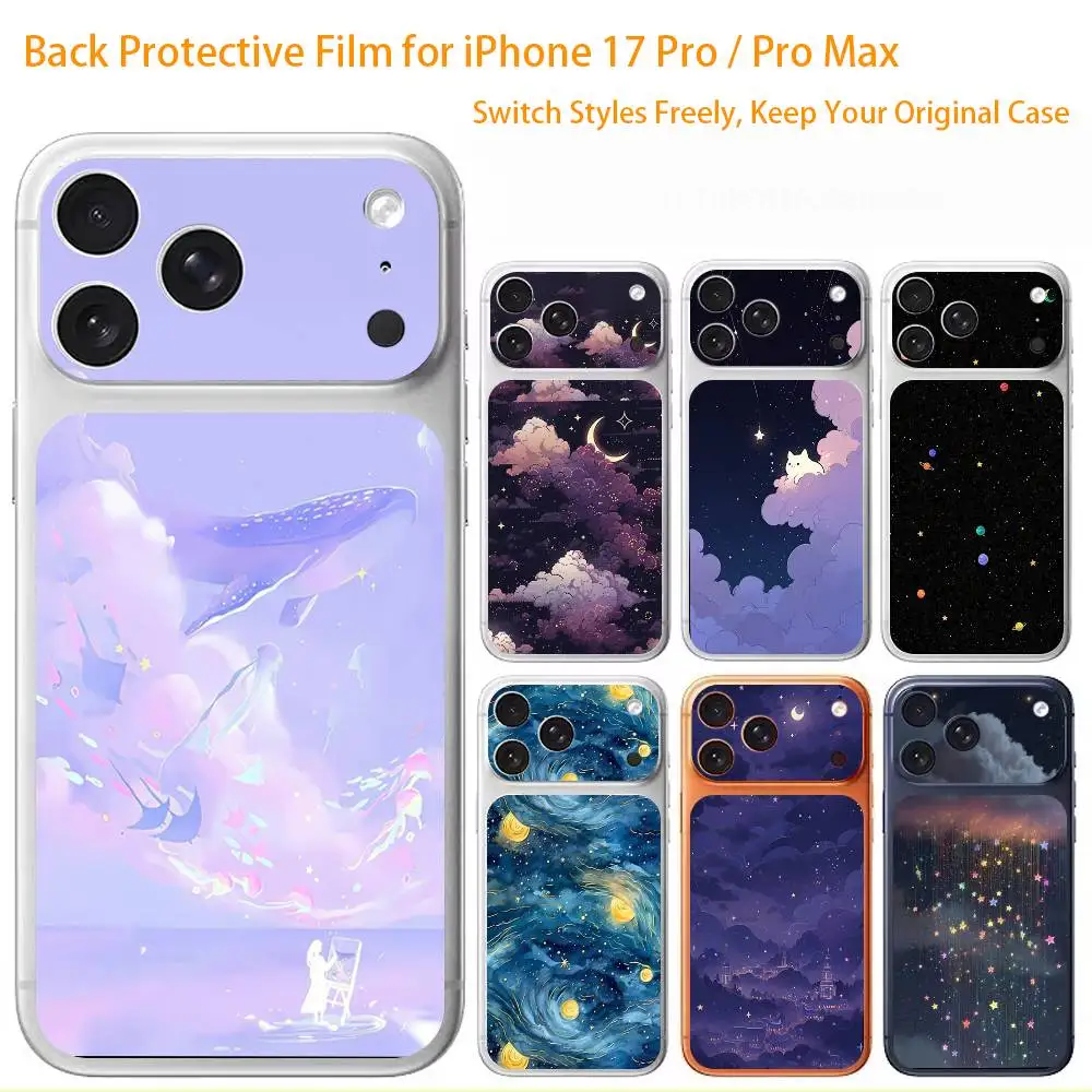 

Dreamy Starry Sky Premium Skin Wrap for iPhone 17 Pro/Max, Back Frame Camera Protective Decal (Not Case)