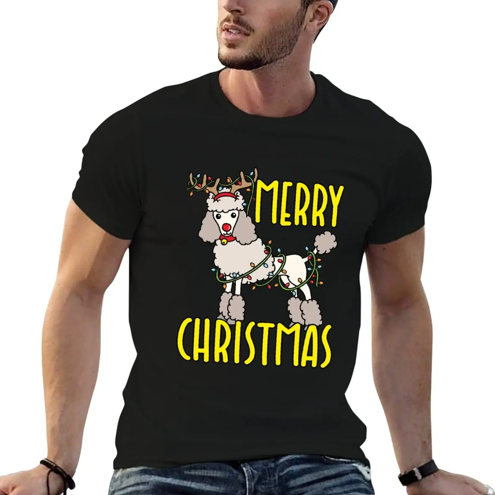 

Poodle Christmas T-Shirt funny meme t-shirts vintage clothes tshirts personalised Men's clothing