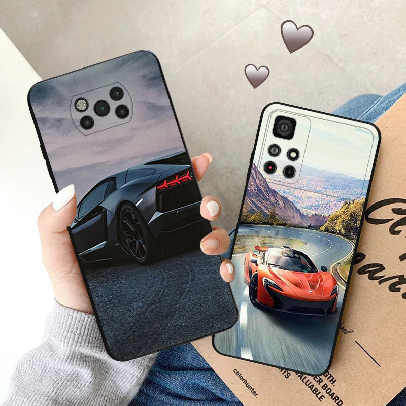 Soft Cases for Xiaomi Mi Poco X4 Pro F3 F4 GT F5 X3 X5 5G M4 M3 M5S C51 C50 C40 M5 Supercar Cool Car Black Phone Case Cover