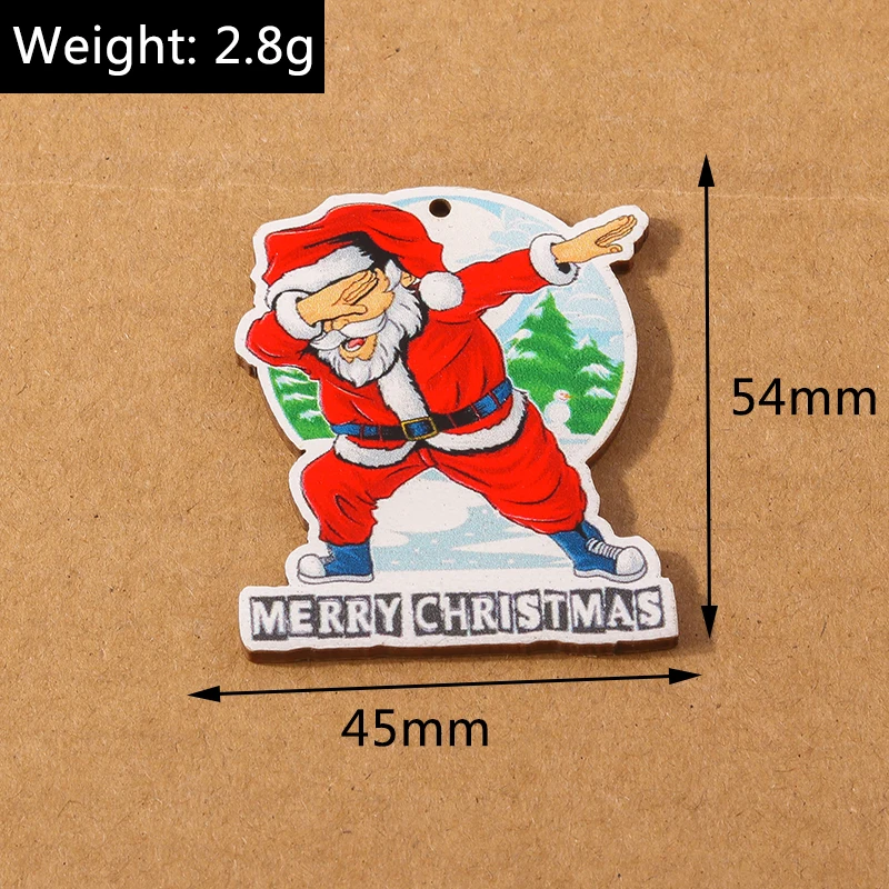 10 stücke Holz Weihnachten Charme für Schmuck machen Wasser tropfen Form Elch Santa Claus Anhänger DIY Halskette Ohrring Weihnachten Geschenk liefert – Detail 2