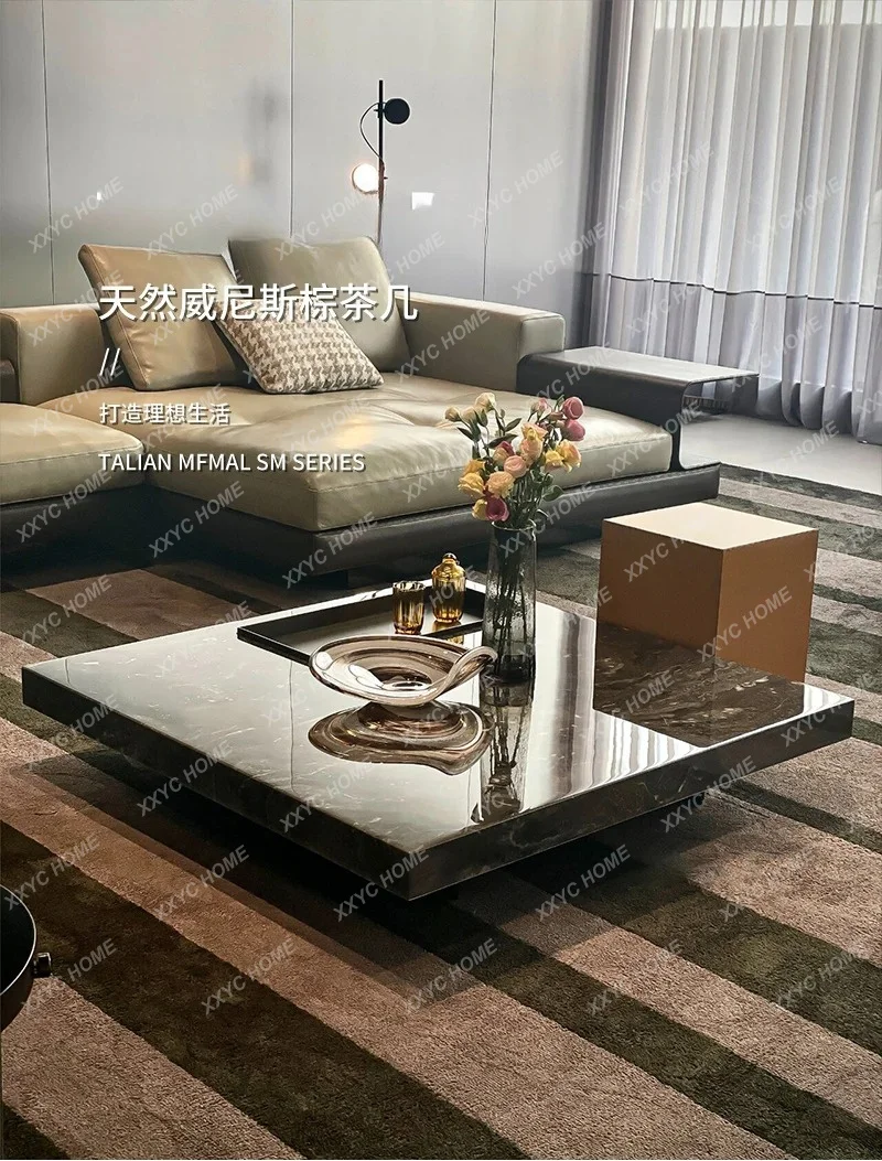 

Large and small apartment light luxury marble living room square Italian minimalist coffee table FT