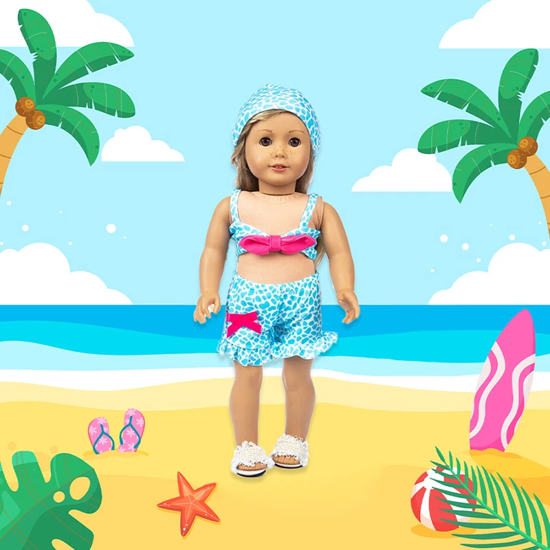 Doll Swimming Clothes Fit 18Inch/45cm American Og Girl Doll Swim Suit Bikini Beach Dress Baby Toy Accessories Girl Gift