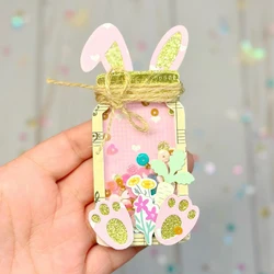 KLJUYP Bunny Jar Metal Cutting Dies Stencils for DIY Scrapbooking Decorative Embossing DIY Paper Cards