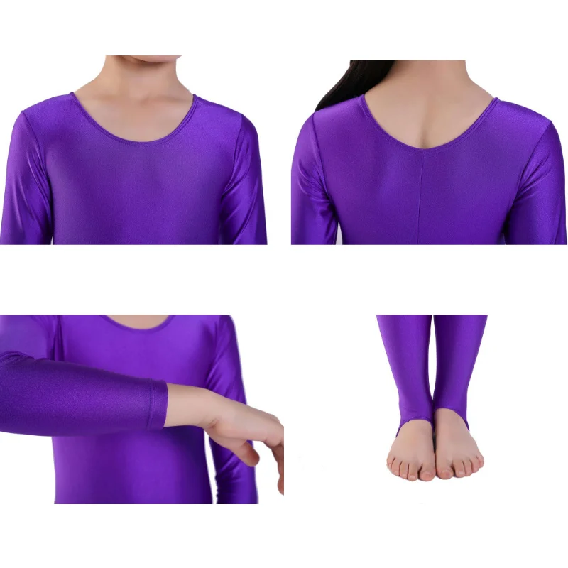 Kids Girls Ballet Leotards Costume Long Sleeve Gymnastics Leotard Jumpsuit Unitard Ballet Dance Class Training Performance Wear