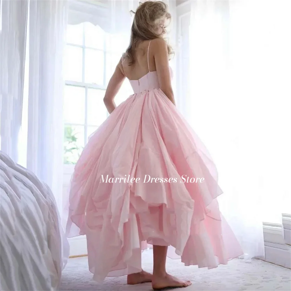 Marrilee einfache Prinzessin rosa Schatz Abendkleid charmante A-Linie plissierte Spaghetti träger rücken freie boden lange Brautkleid