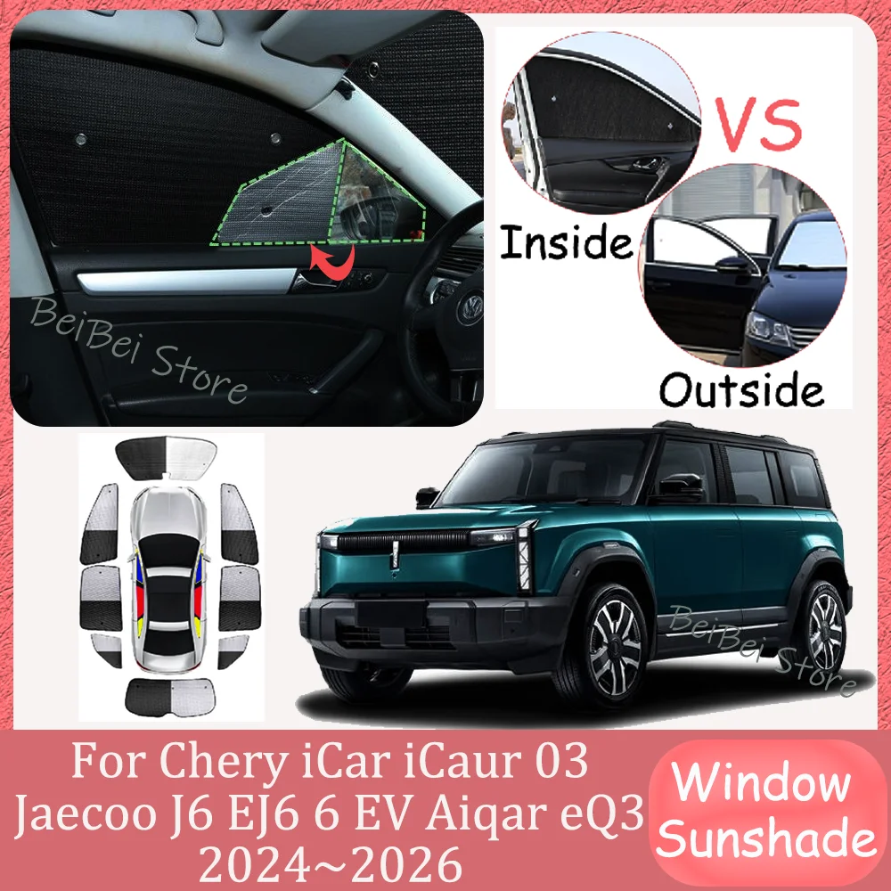 

For Chery iCar iCaur 03 Jaecoo J6 EJ6 6 EV 2024~2026 2025 Car Aluminum foil Sunshade Side Window Windshield Sun Shade Accessorie
