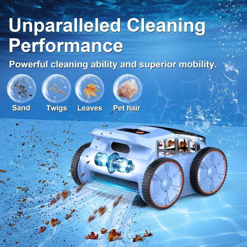 (2025 New) Robotic Pool Vacuum, Robotic Pool Cleaner for Inground Pools, Smart Navigation, Floor/Wall/Waterline Cleaning