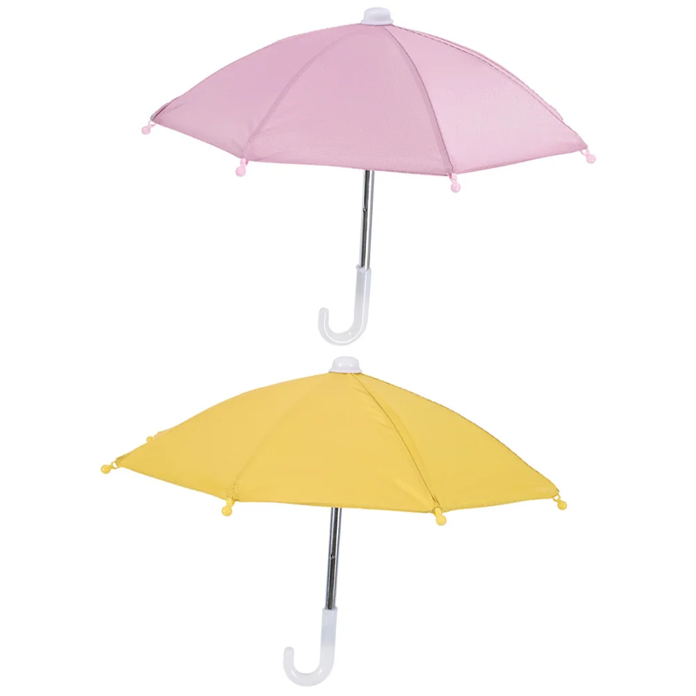 

2pcs Mini Umbrellas For Phone Outdoor Sun Shade Cover Lightweight Waterproof Portable Bike Riding Accessory Small Craft Gift
